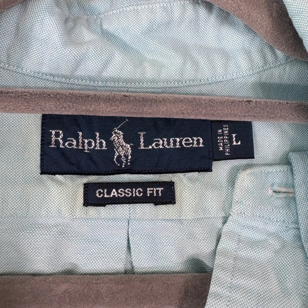Ralph Lauren Button Down Shirt Mens Large Light Blue Oxford Classic Fit Cotton